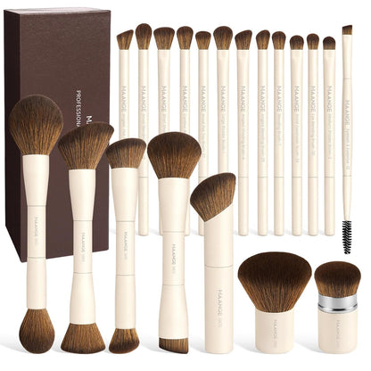 MAANGE 20 brochas de maquillaje con caja de regalo, férulas de alum...