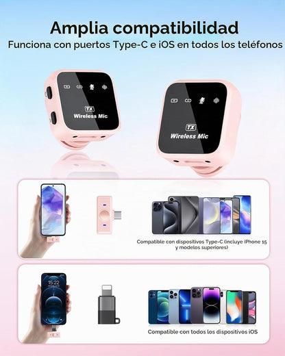 KUKIHO Micrófono Lavalier inalámbrico para iPhone, iPad y Android c...