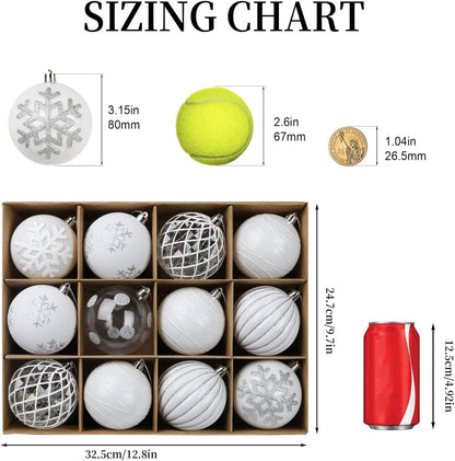 Shareconn Adornos de Bolas de Navidad de 80 mm, 12 Piezas de plásti...