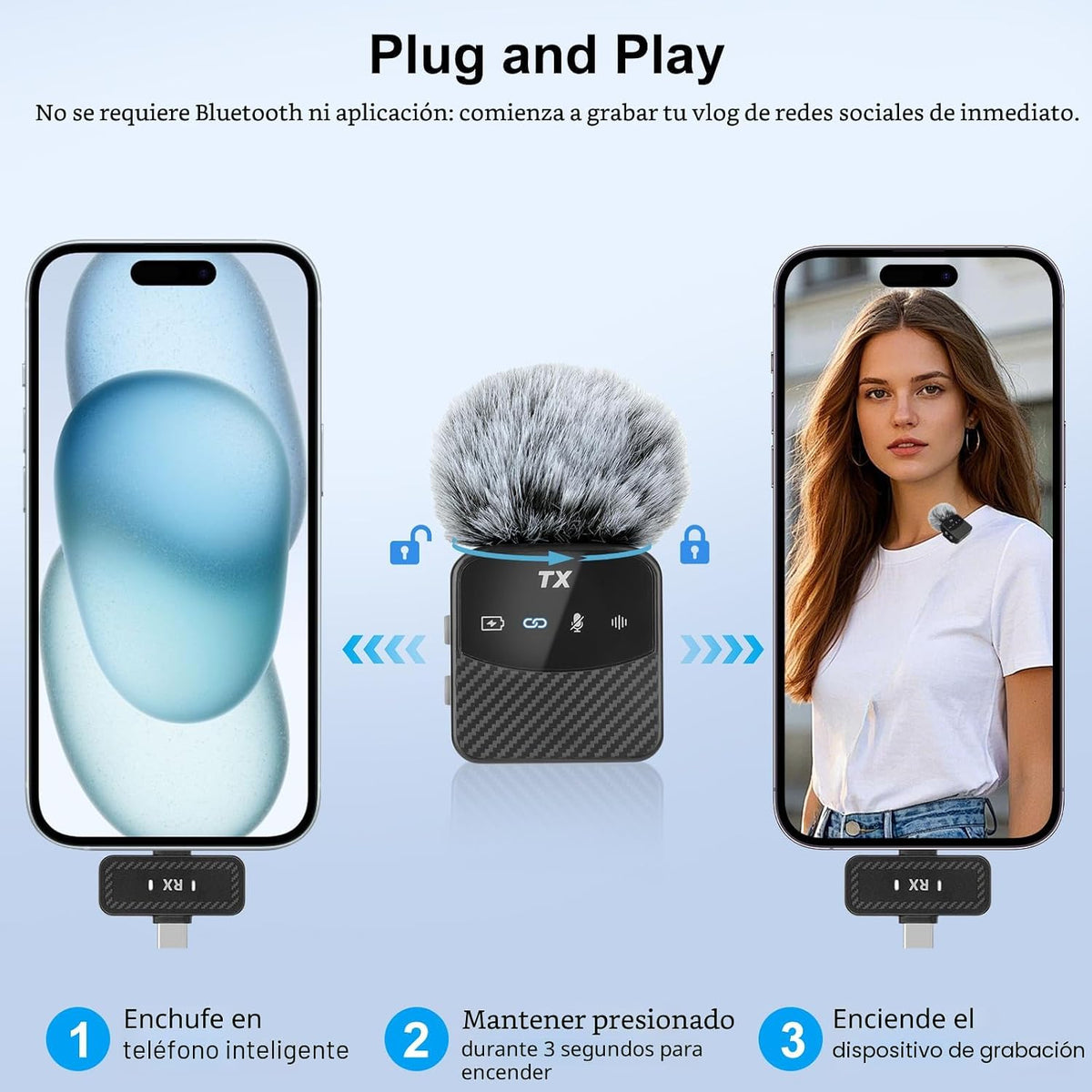 YUANRAN Mini micrófono de solapa inalámbrico para iPhone\/Android\/...