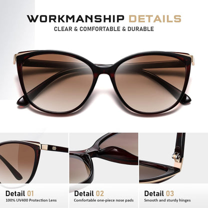 Colrea Gafas de Sol Modernas con Forma de Ojo de Gato para Mujer, E...