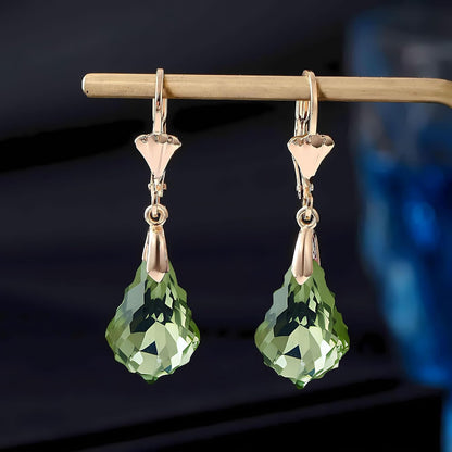 Aretes de cristal austriaco barroco con cierre de palanca para muje...