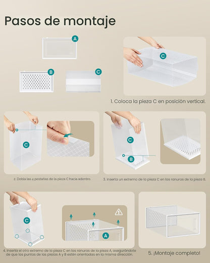 SONGMICS Cajas de zapatos, caja de plástico transparente, paquete d...