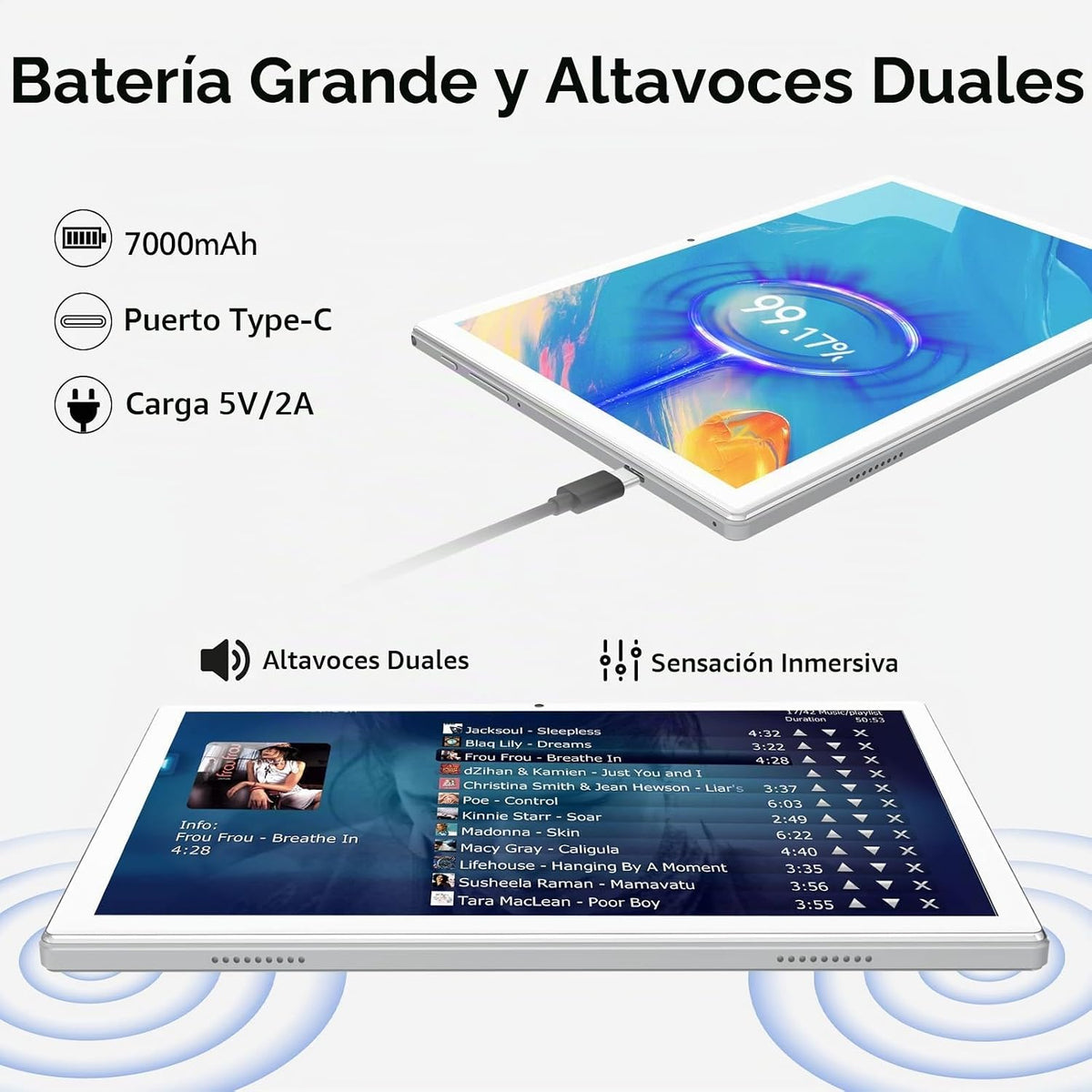 Tablet Android de 10 pulgadas, 16 GB + 128 GB, 2 en 1 plateado con...
