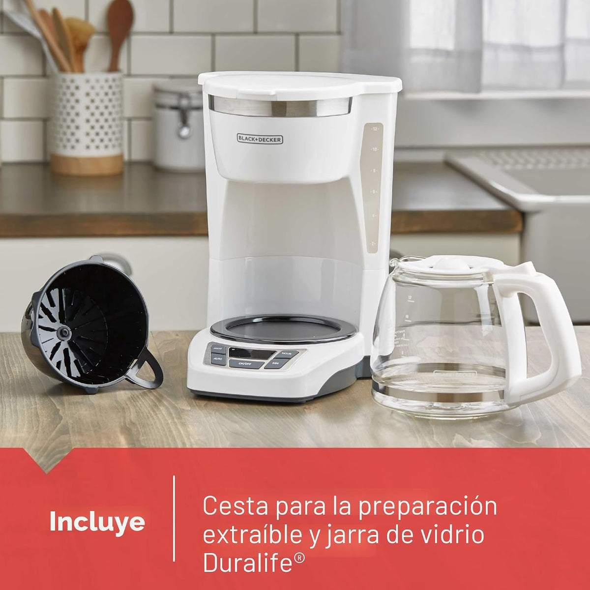 BLACK+DECKER CM1160W-1 CM1160W Cafetera programable de 12 tazas, Bl...