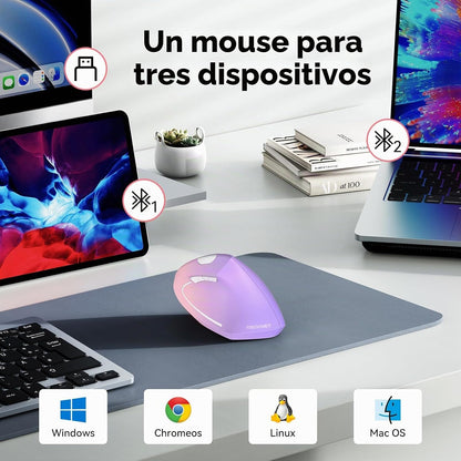 TECKNET Ratón ergonómico, 4800 DPI inalámbrico Bluetooth vertical,...
