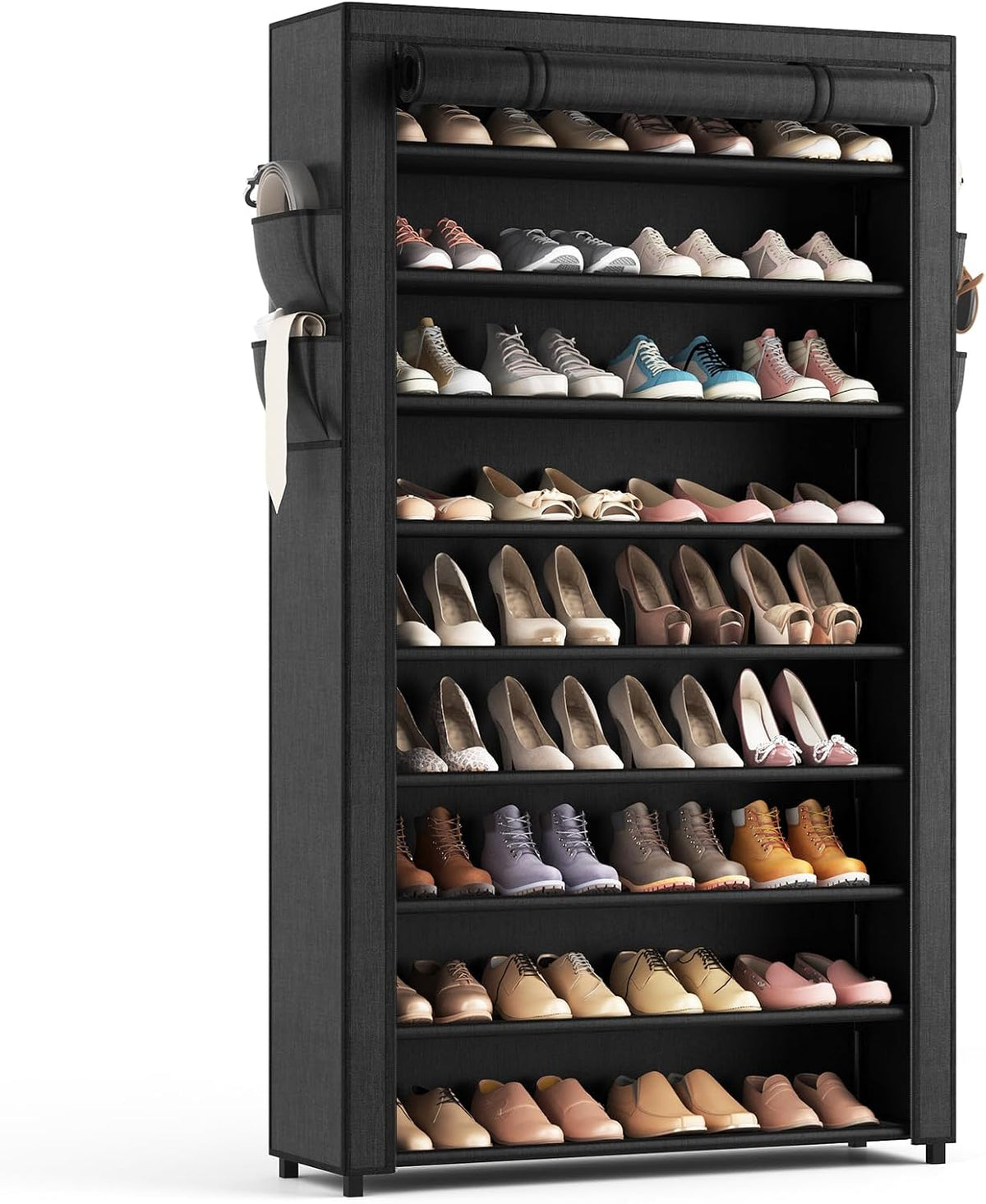 LANTEFUL Zapatero con Fundas - Organizador de Zapatero Alto de 10 N...