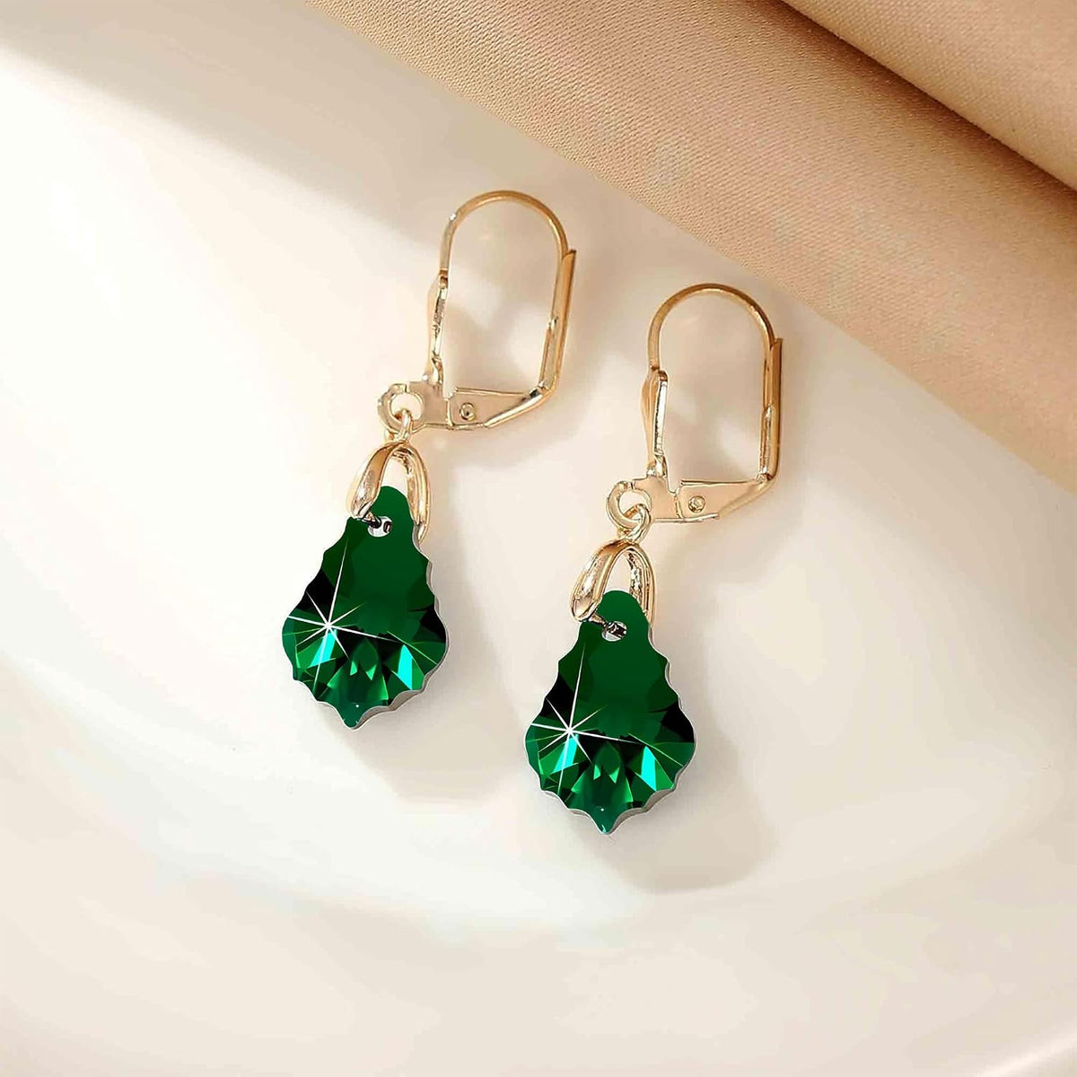 Aretes de cristal austriaco barroco con cierre de palanca para muje...