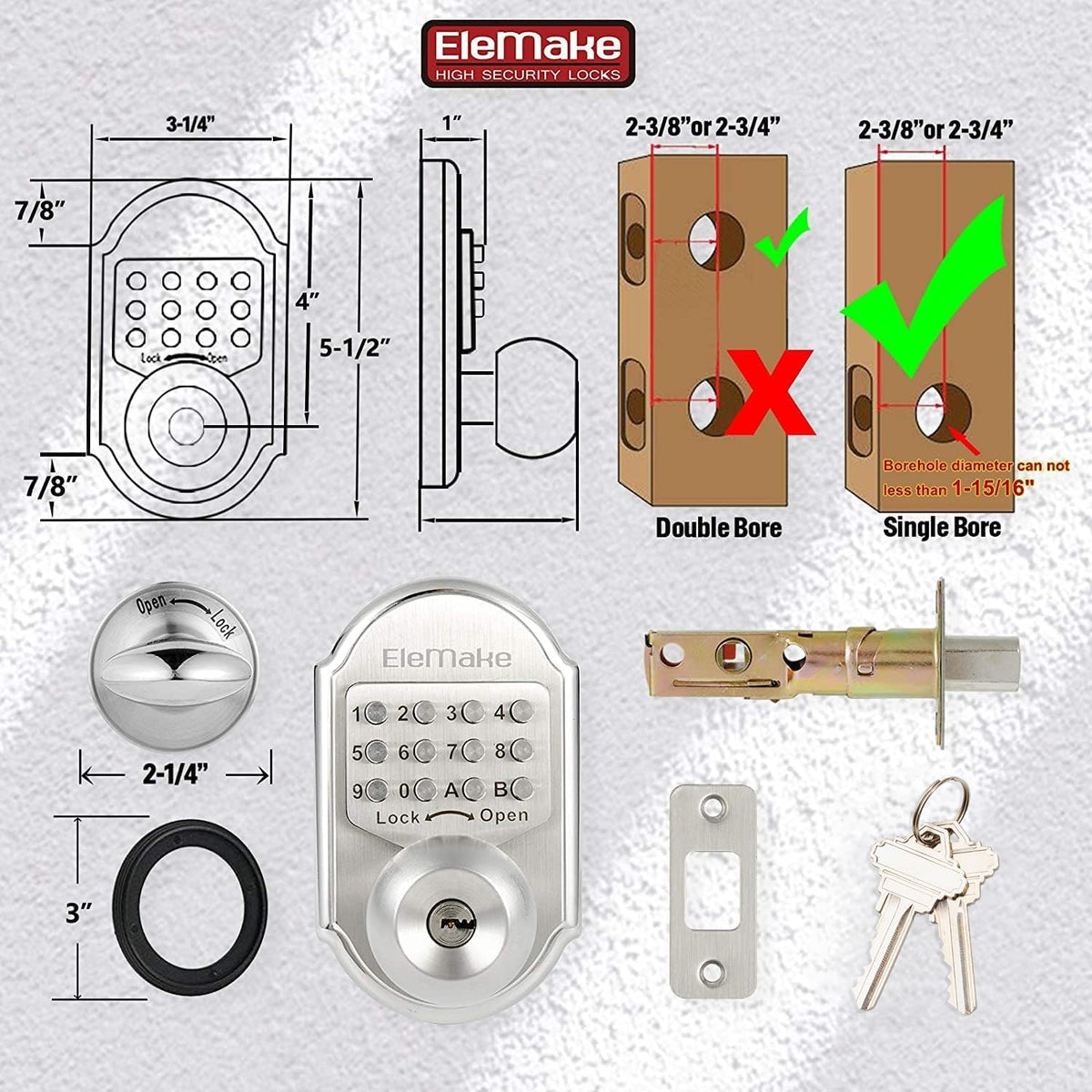 Cerradura de puerta de entrada sin llave, cerraduras de puerta con...