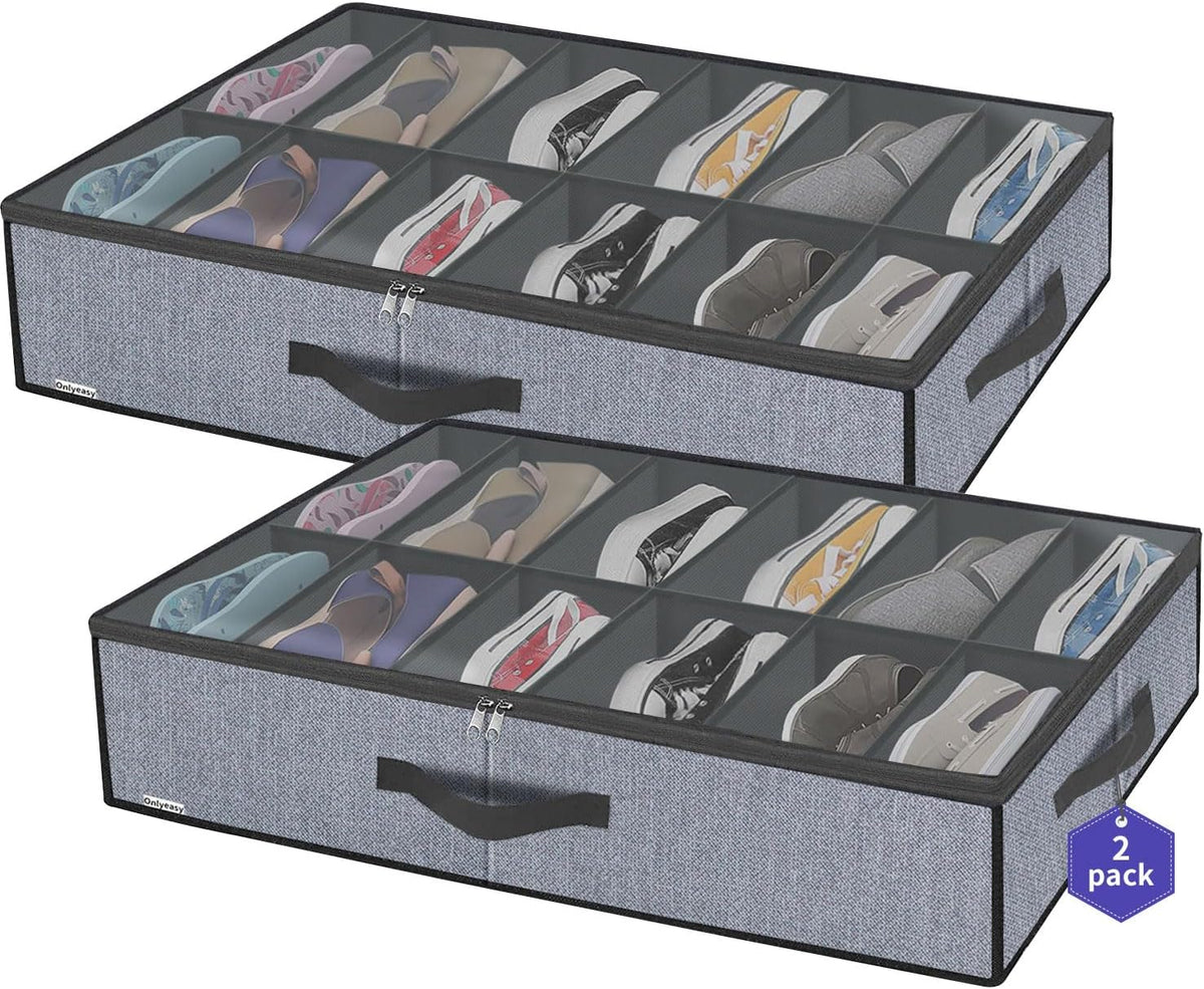 Onlyeasy Organizador grande de zapatos debajo de la cama (6 a 12 pa...
