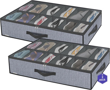 Onlyeasy Organizador grande de zapatos debajo de la cama (6 a 12 pa...