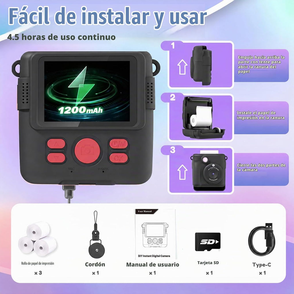 ESOXOFFORE Cámara de impresión instantánea para niños, regalos de c...
