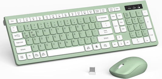 Combo de teclado y mouse inalámbricos silencioso para oficina y hog...