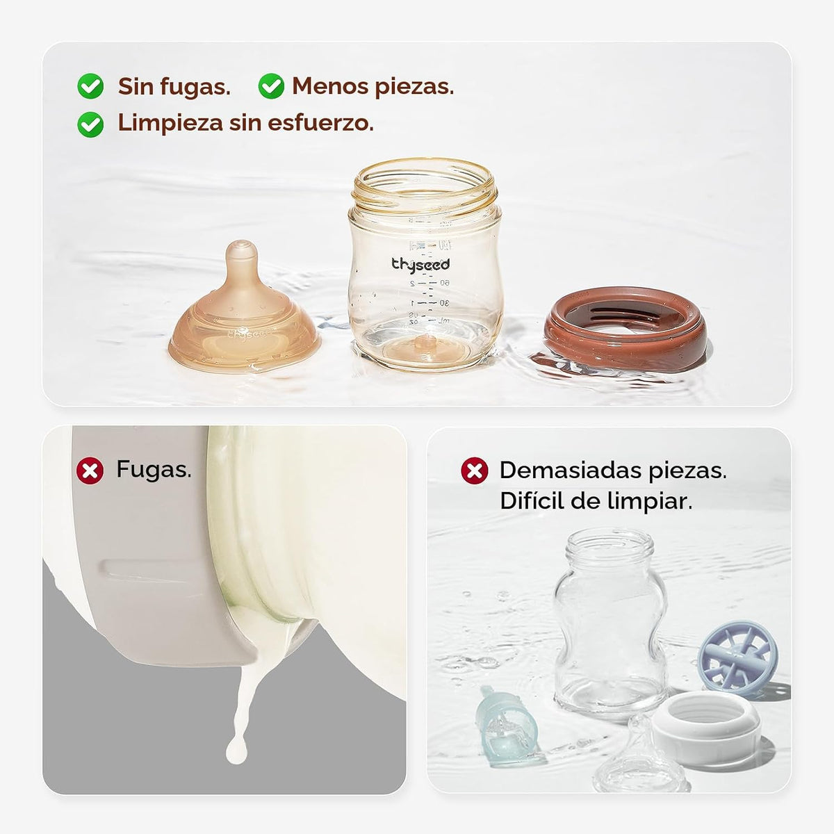 Thyseed PPSU - Biberón anticólico, pezón de flujo lento similar al...