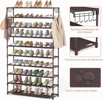 LANTEFUL Zapatero de 10 niveles, 50 pares, organizador de zapatos a...