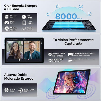 Tablet Android 16 de 11 pulgadas con teclado, 32 GB de RAM + 256 GB...