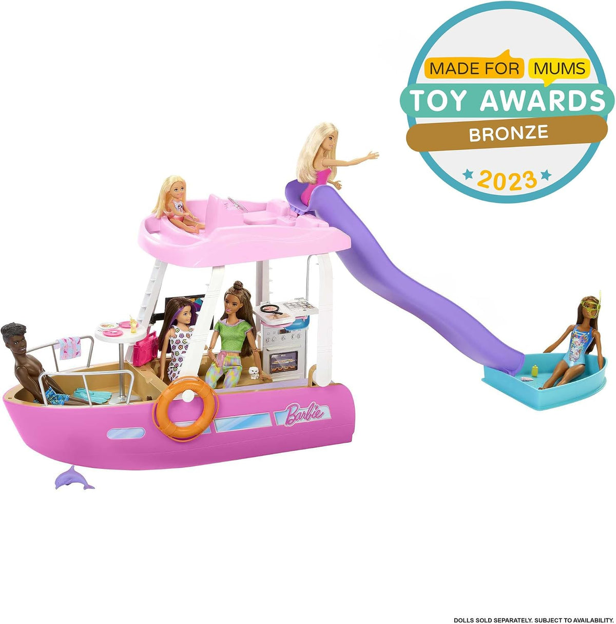 Barbie Barco con piscina y tobogán, el juego Dream Boat incluye más...