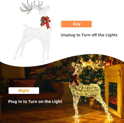 Tangkula - Reno iluminado de Navidad de 4.4 pies, ciervo 3D para ex...