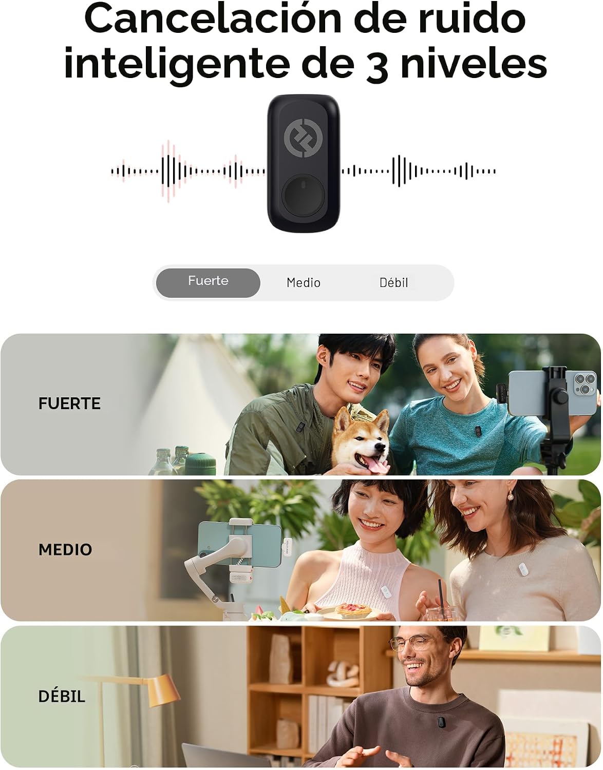 Micrófono inalámbrico Hollyland Lark A1 Mini para iPhone y Android,...