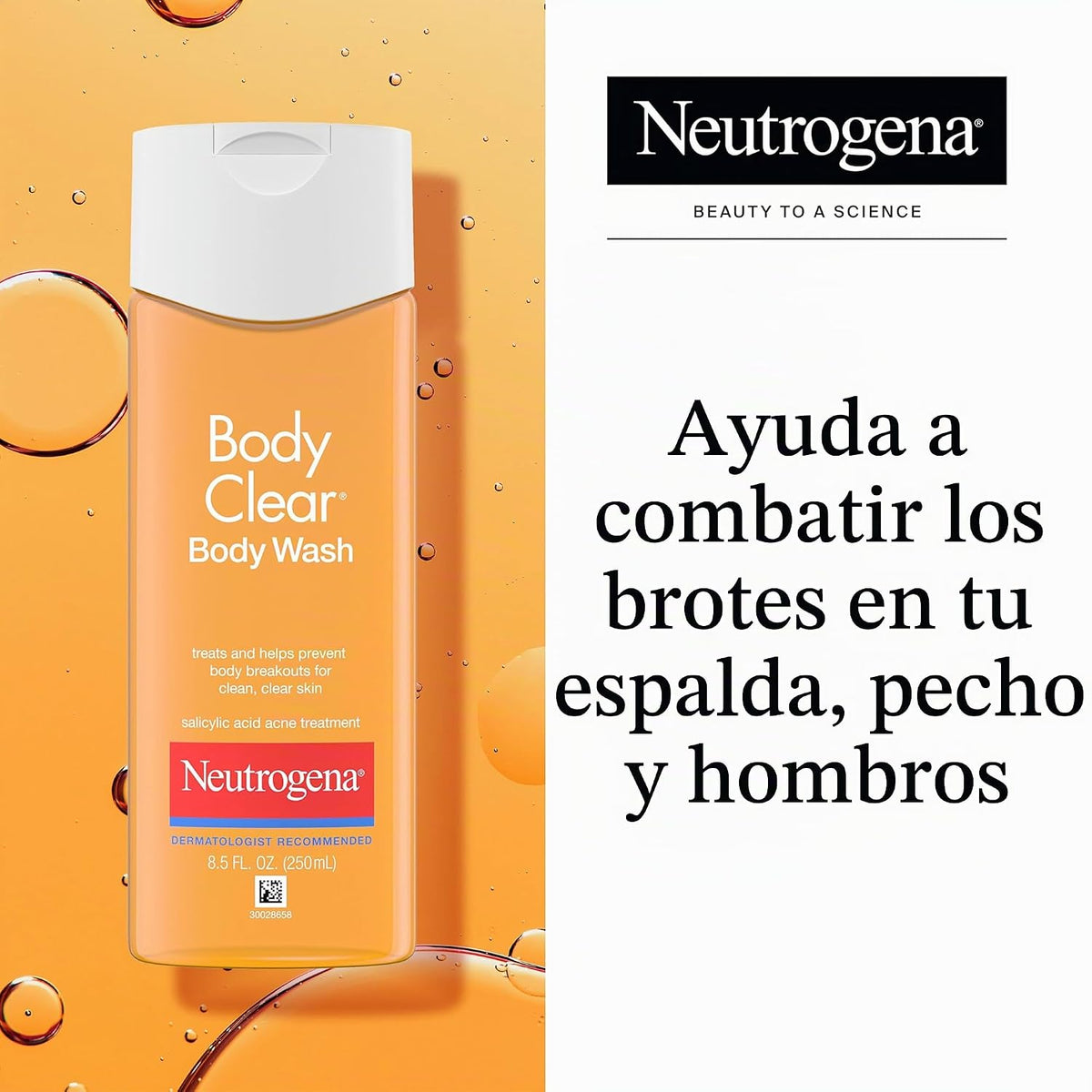 Neutrogena Body Clear Gel de baño para acné, 3 x 8.5 fl oz | 2% de...