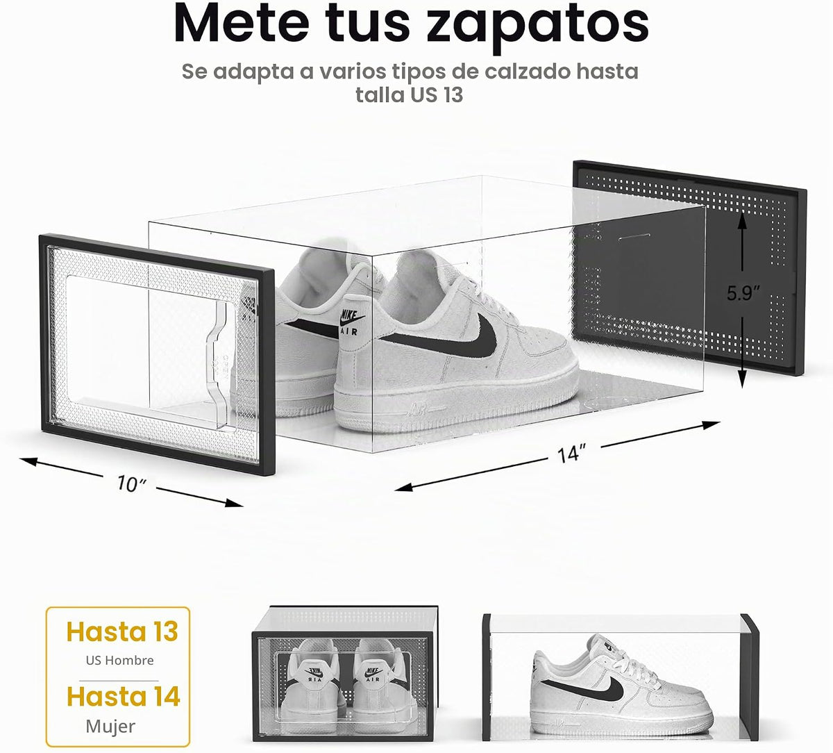 SEE SPRING Caja de almacenamiento para zapatos XX-Grande talla 14,...