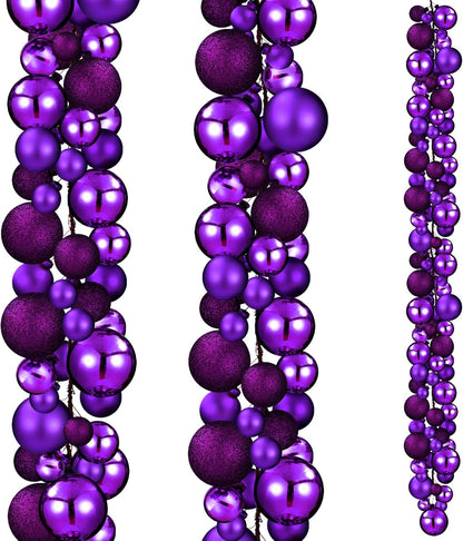 Yuxung - 2 guirnaldas de bolas de Navidad de 6 pies, color morado |...