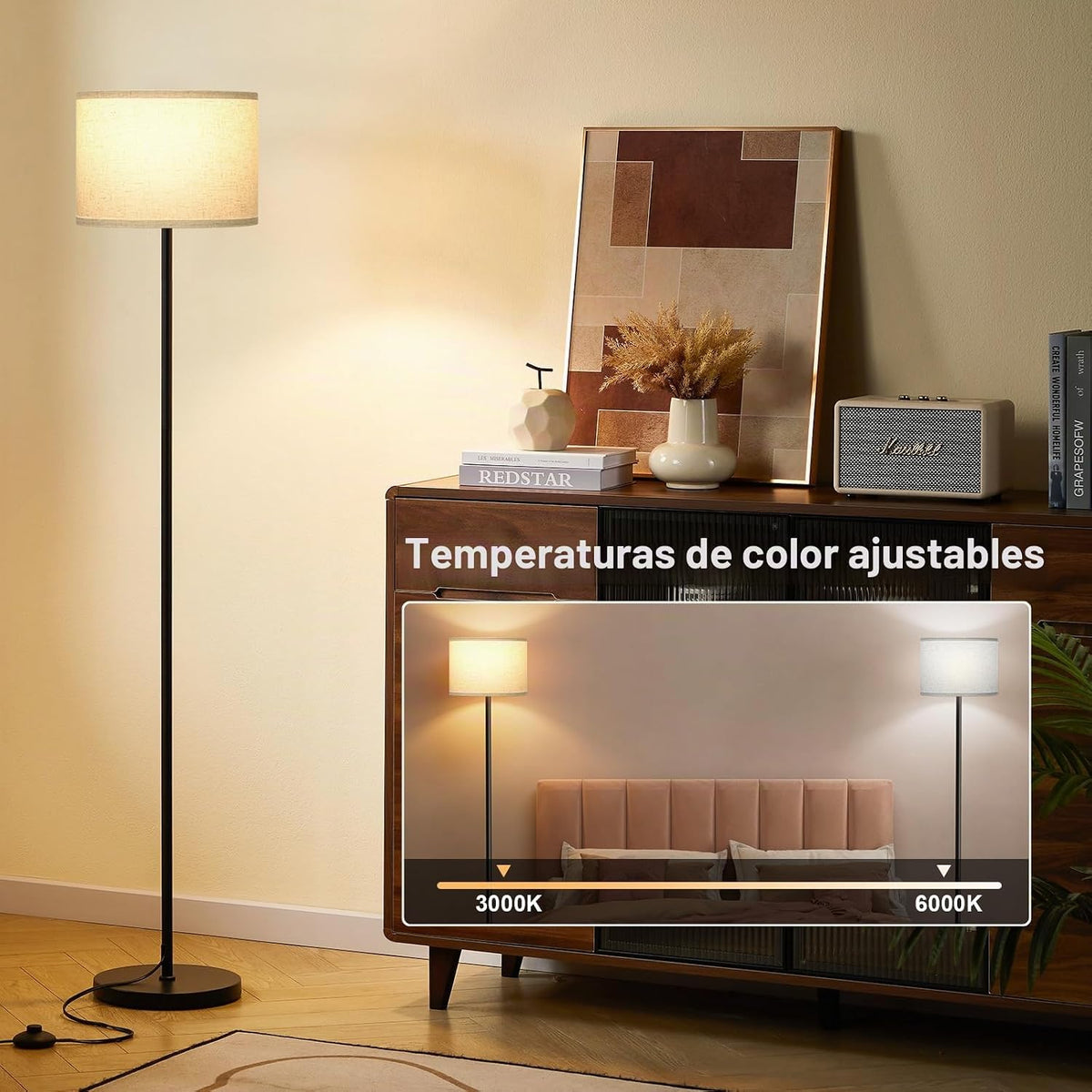Ambimall Lámpara de pie moderna de 60 pulgadas con control remoto,...