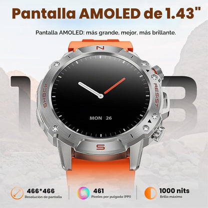 Reloj inteligente para correr para hombres, 1,43" AMOLED, resistent...