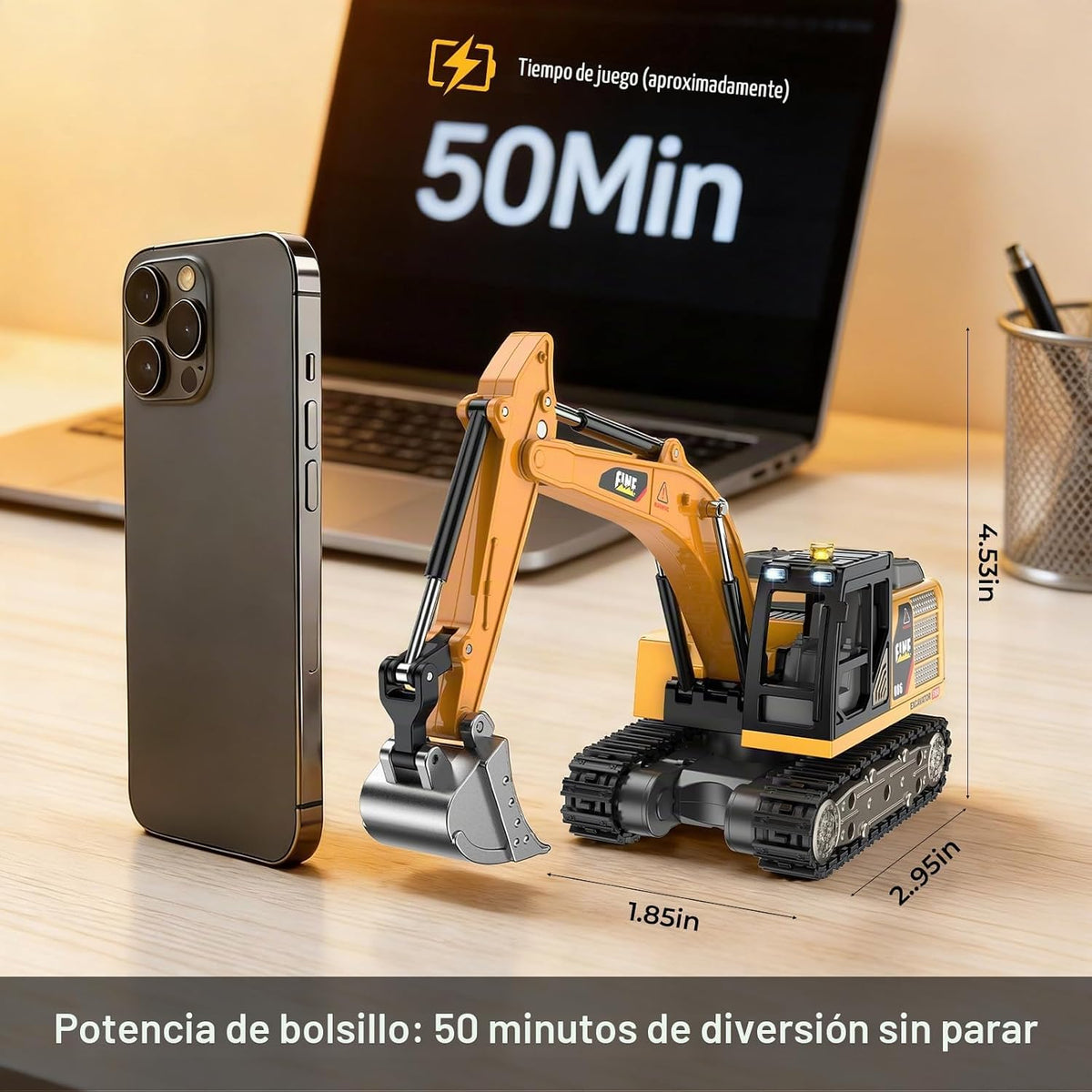 DAOGU mini RC Excavator Toy 1:64 Vehículo de construcción de aleaci...