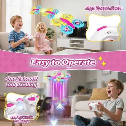 FUNPX - Dron LED RC para niñas, regalo de cumpleaños de Navidad par...