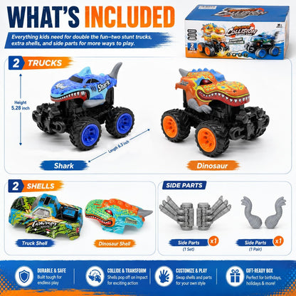 Paquete de 2 camiones monstruos de juguete - Camión de juguete para...