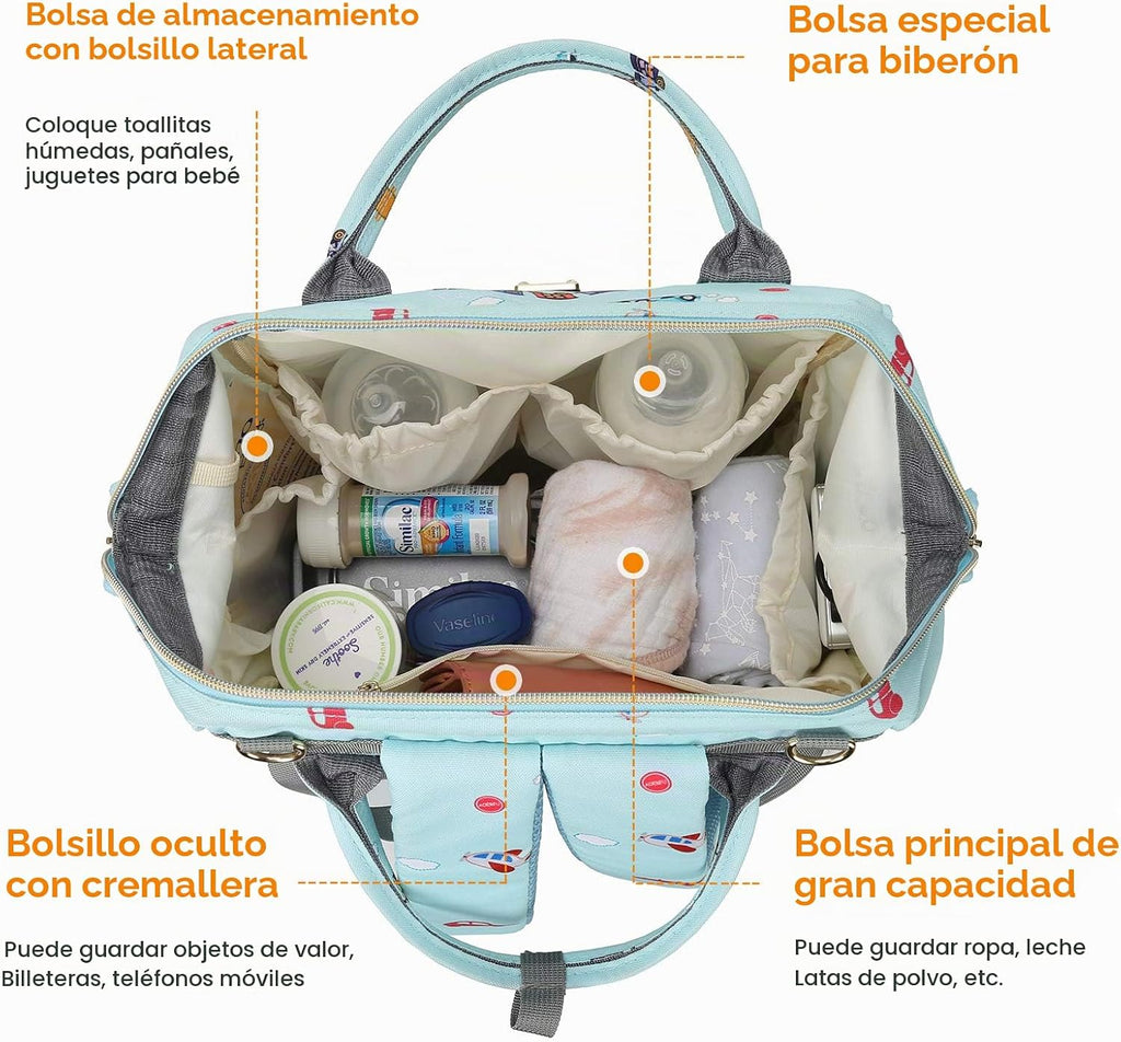 Mochila de pañales para mamá y papá, bolsa de cuidado del bebé, mat...