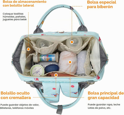 Mochila de pañales para mamá y papá, bolsa de cuidado del bebé, mat...