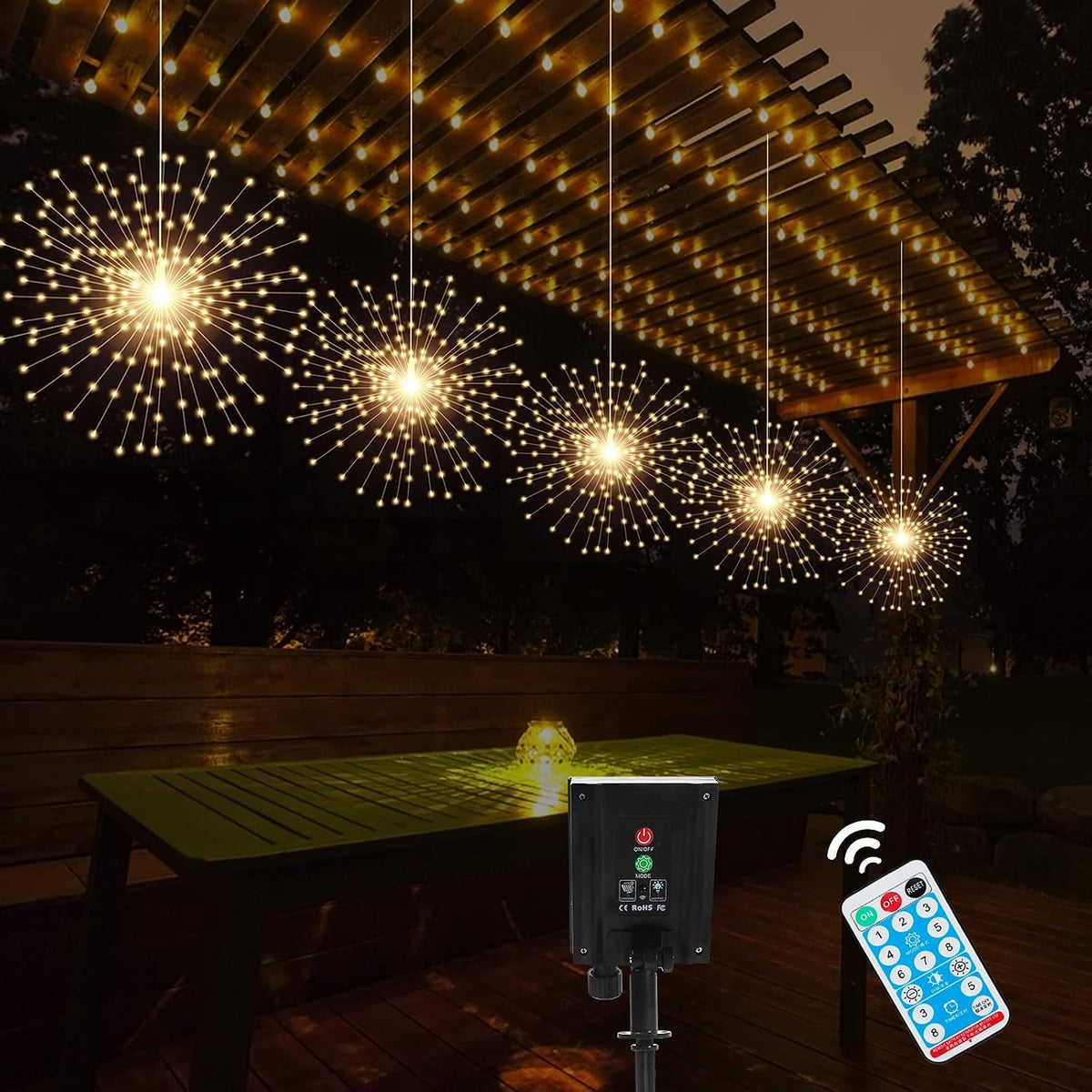 PXBNIUYA Paquete de 5 1000 luces solares de esfera con forma de exp...
