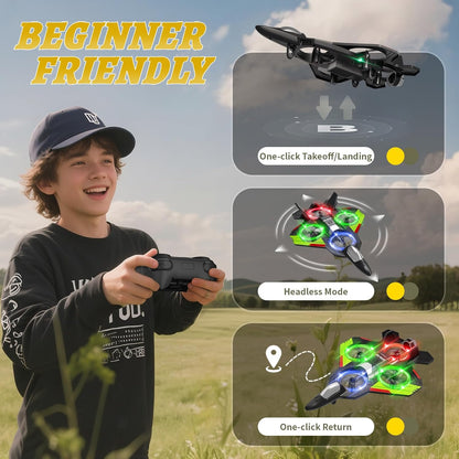 4DRC Aviones RC para niños adultos, azul claro, 4 baterías con estu...