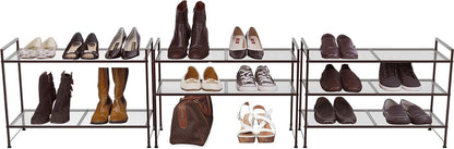 Simple Houseware Zapatero apilable de malla de 3 niveles, bronce |...