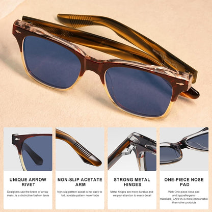 CARFIA Lentes de sol polarizados retro para hombre, protección UV40...