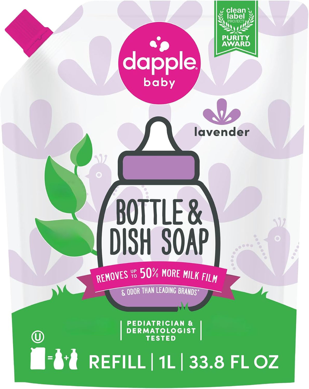 Dapple Bolsa de repuesto para biberones y platos de lavanda para be...