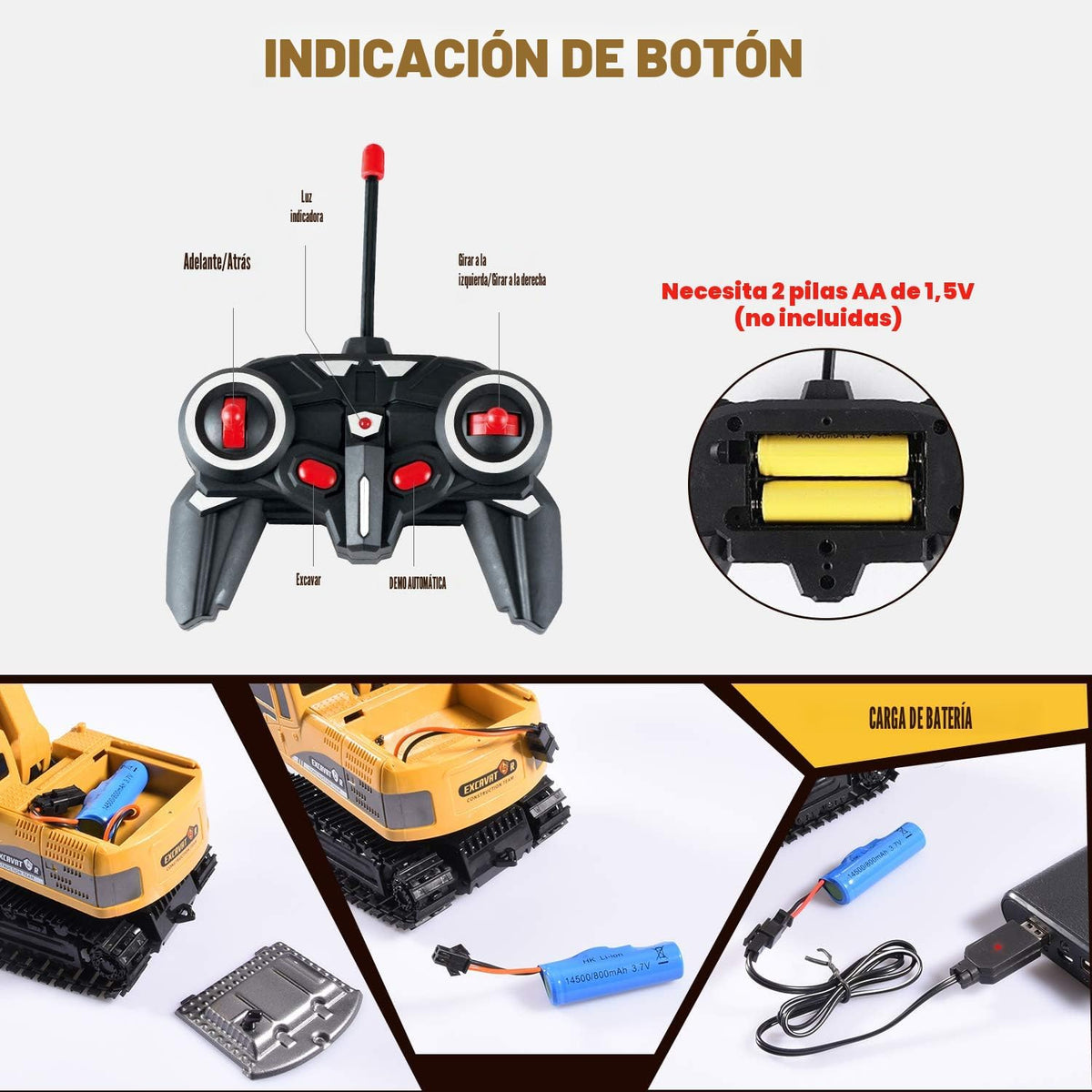 Excavadora de control remoto, excavadora de playa, juguete de arena...