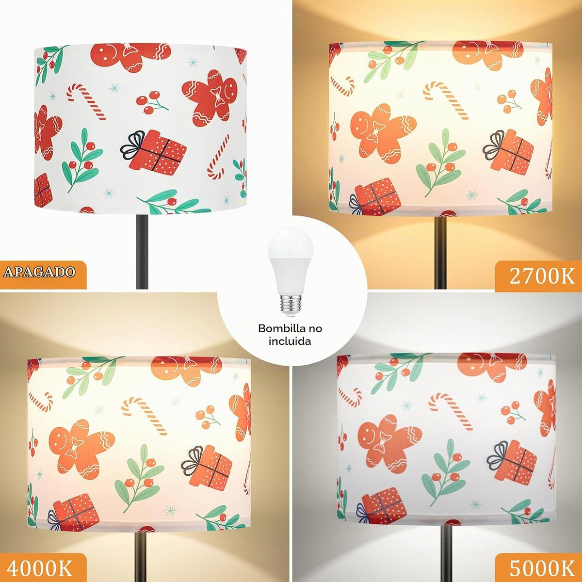 Ambimall Lámpara de pie moderna de 60 pulgadas con pantalla, lámpar...