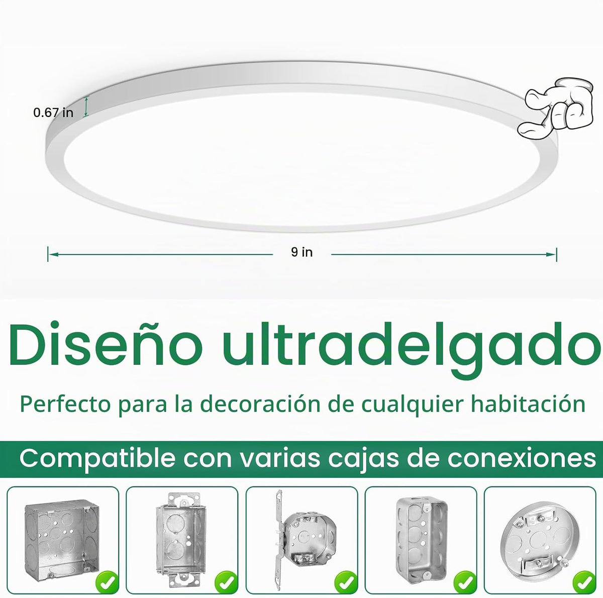 Brightever Lámpara de techo LED de montaje empotrado de 9 pulgadas...