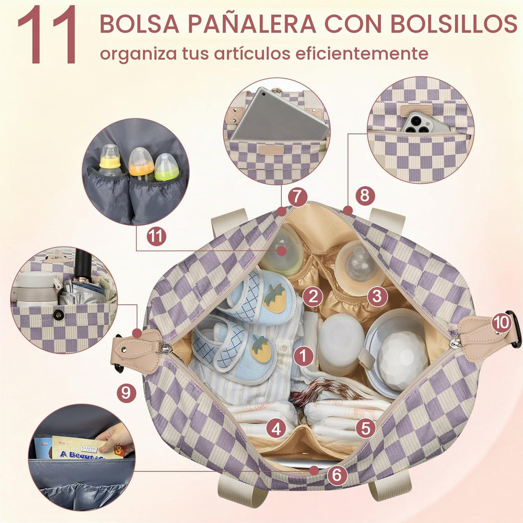 Pritent Bolsa de pañales Tote Impermeable Maternidad Bolsas de Bebé...