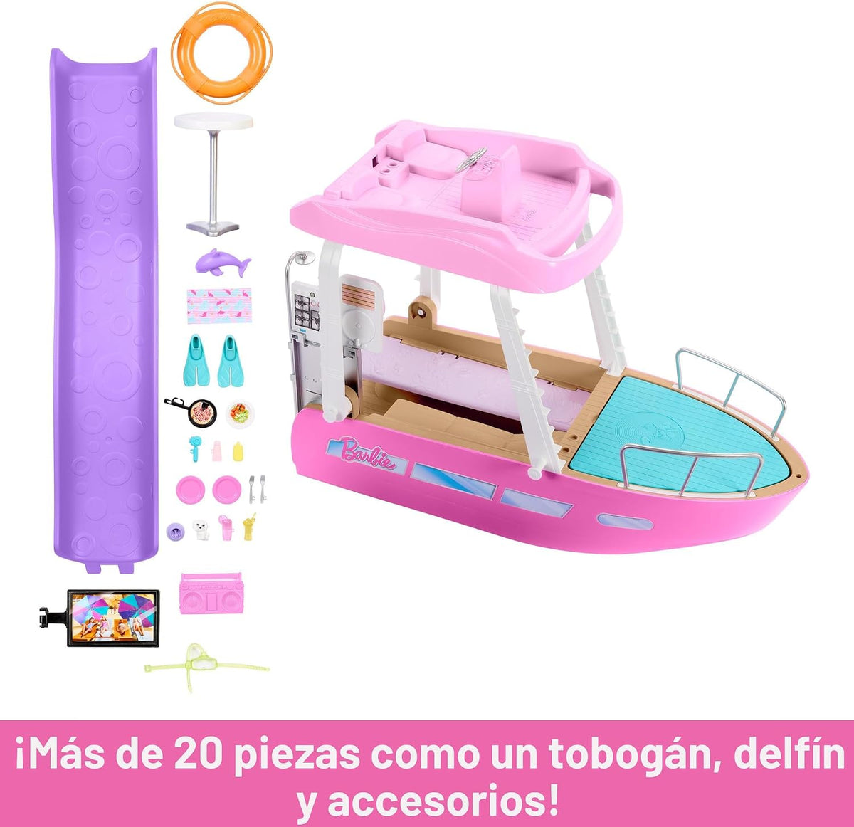 Barbie Barco con piscina y tobogán, el juego Dream Boat incluye más...