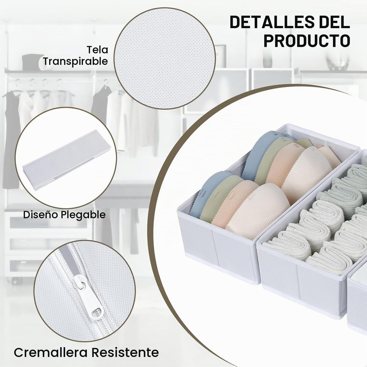 DIMJ Organizador de Cajones de Ropa, Paquete de 15 Contenedores Org...