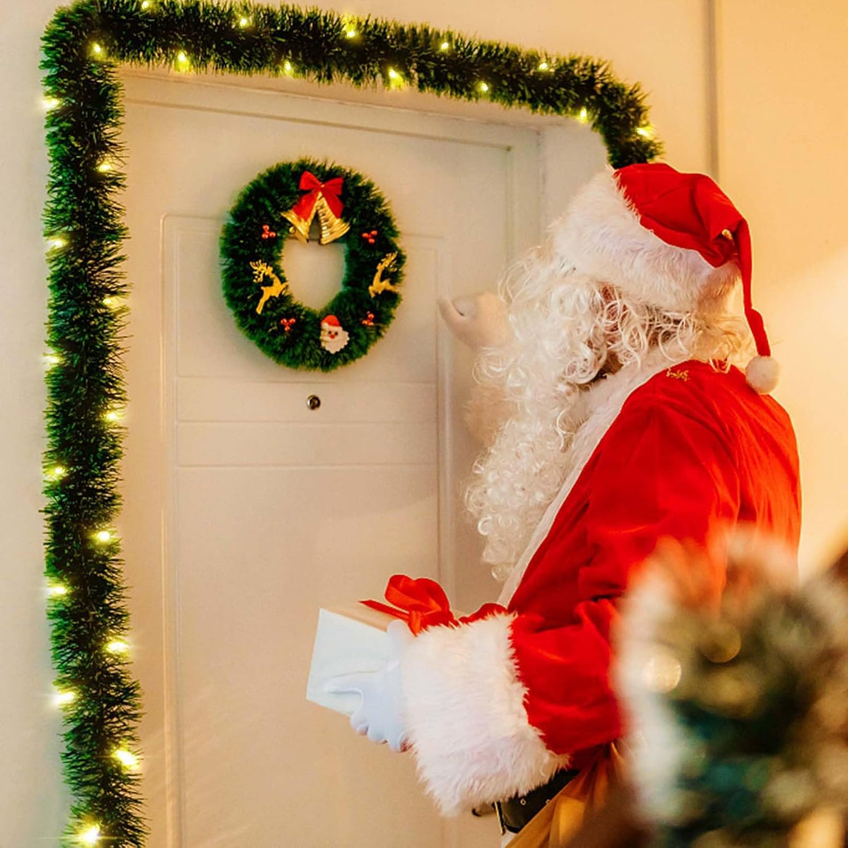 Paquete de 2 guirnaldas de Navidad con luces, total de 38 pies, 80...