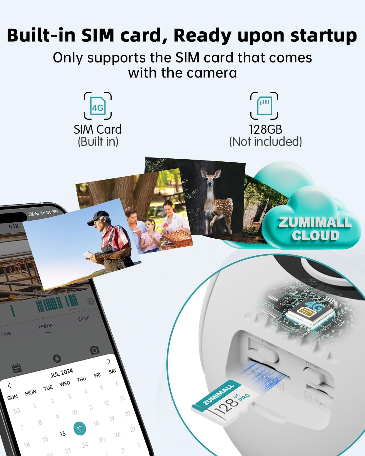 ZUMIMALL Cámaras de seguridad celulares 4G LTE inalámbricas para ex...