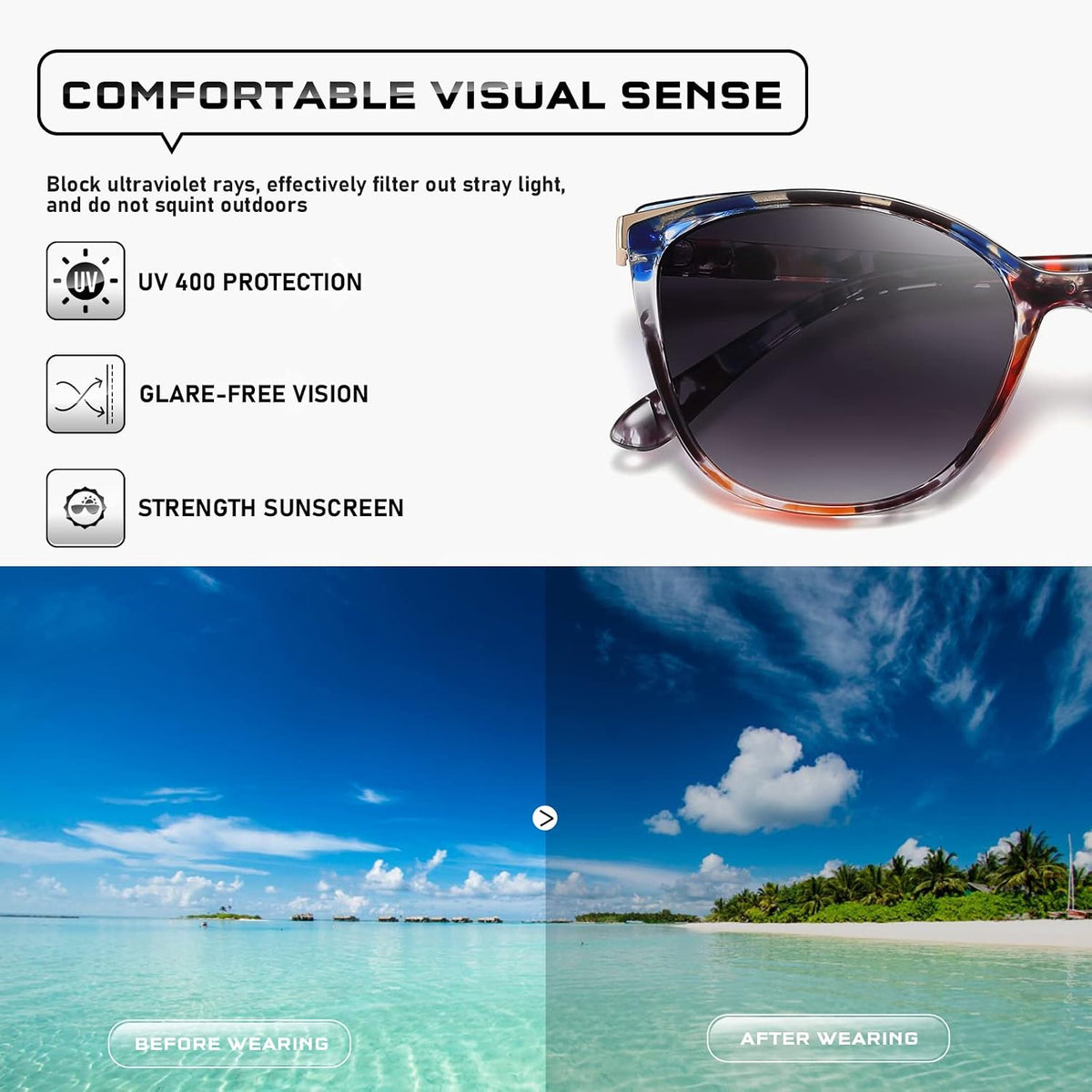 Colrea Gafas de Sol Modernas con Forma de Ojo de Gato para Mujer, E...