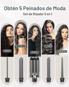 Waver - Varita rizadora BESTOPE PRO 5 en 1 con 3 barriles para muje...