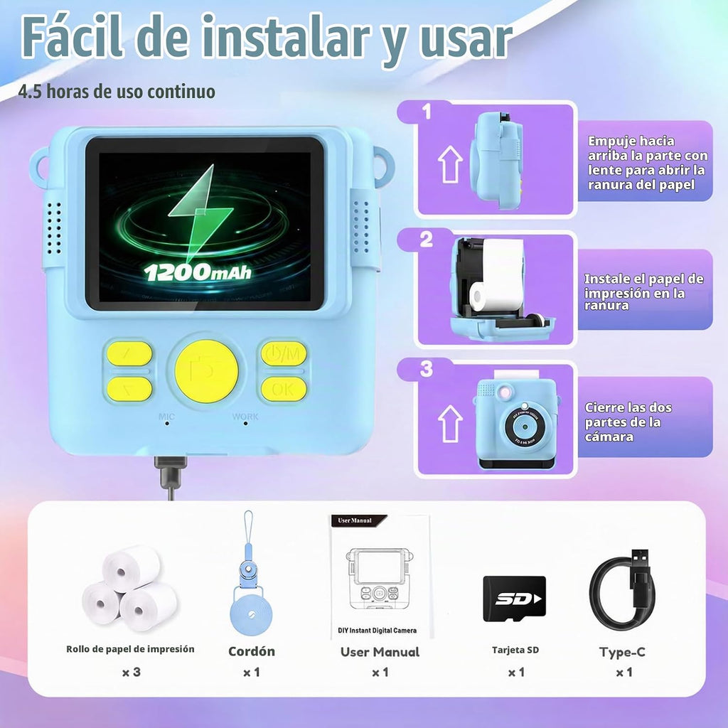 ESOXOFFORE Cámara para niños con impresión instantánea, regalos de...