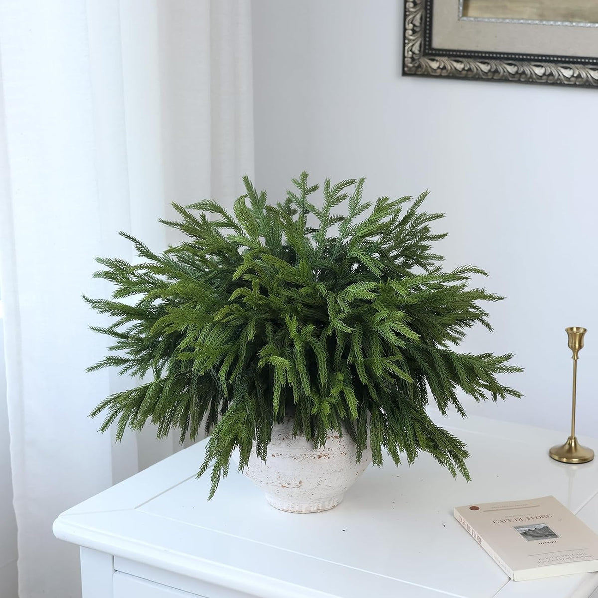 40 ramas de pino Norfolk artificiales de 18 pulgadas para Navidad |...